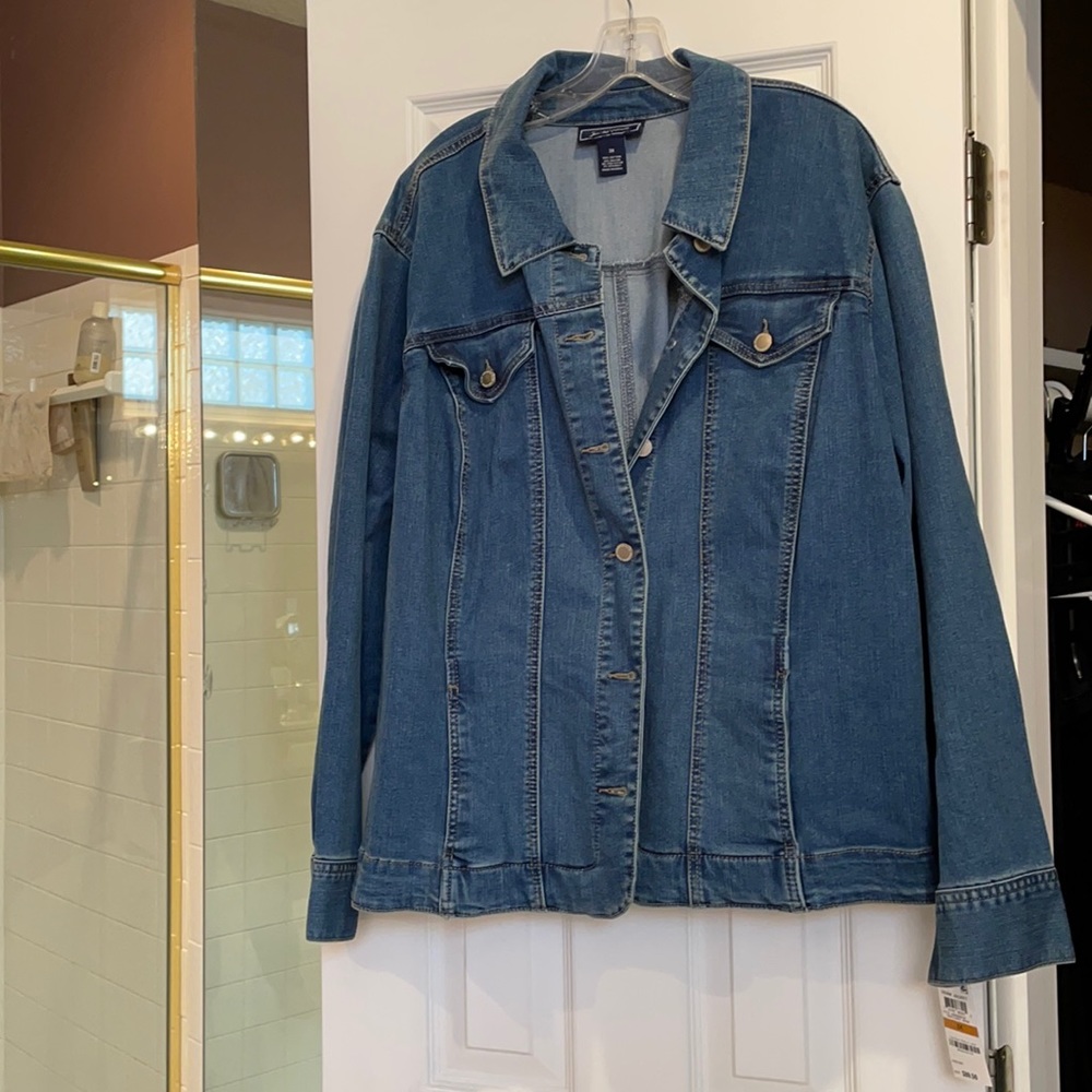 3x charter club long sleeve denim jacket NWT